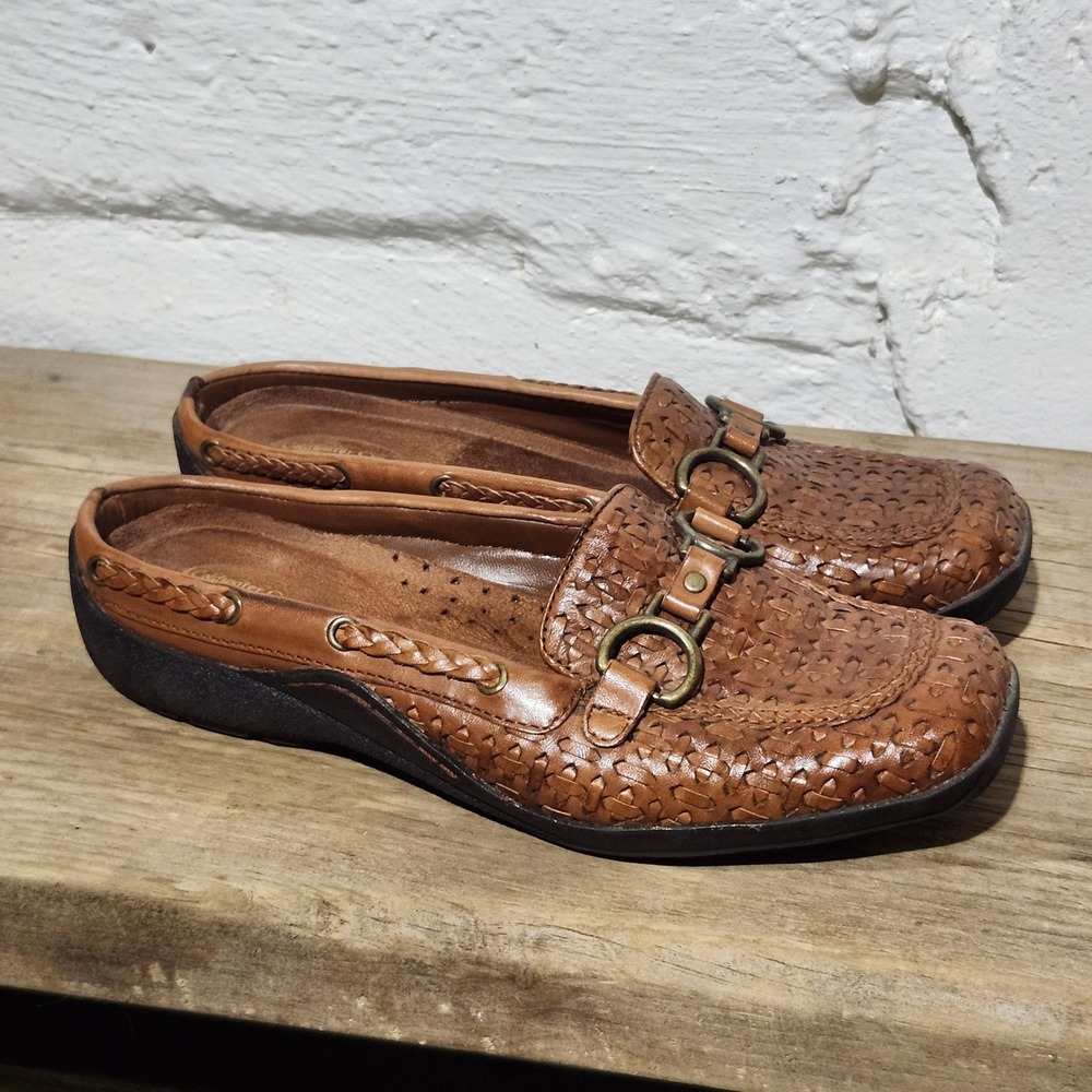 Coldwater Creek New Rory Brown Woven Leather Bit Mule Loafer Women 8M Fall Trend
